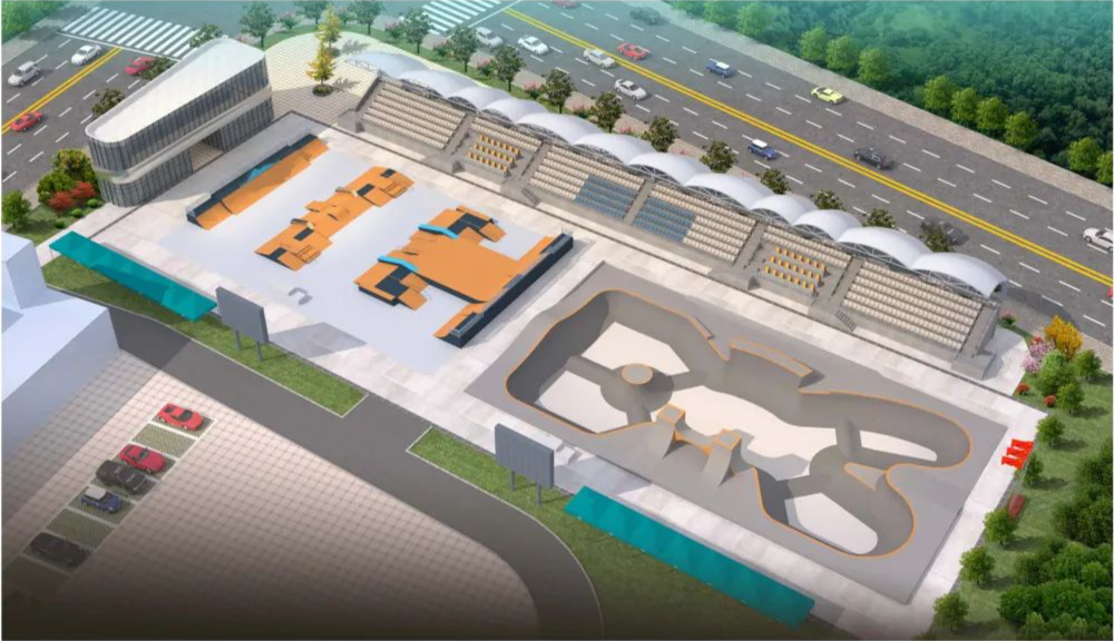 亞運(yùn)滑板公園碗池、街式兩部分效果圖介紹